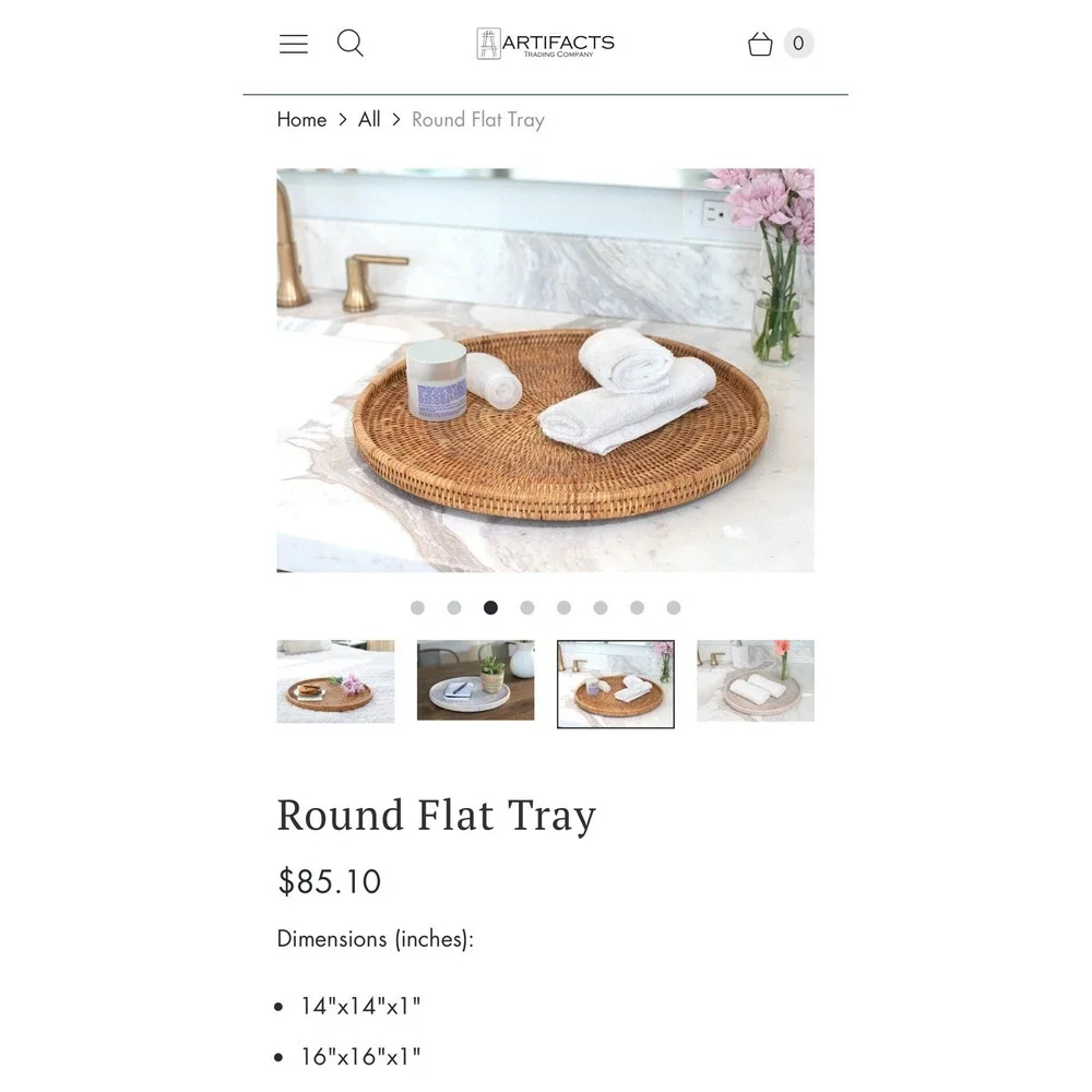 Artifacts Trading Co.‎ Handwoven Burmese Rattan Round Flat Tray 16